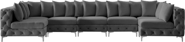 Tremblay Velvet / Engineered Wood / Metal / Foam Contemporary Grey Velvet Modular Sectional - 168" W x 69" D x 33" H