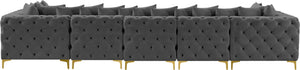 Tremblay Velvet / Engineered Wood / Metal / Foam Contemporary Grey Velvet Modular Sectional - 168" W x 69" D x 33" H
