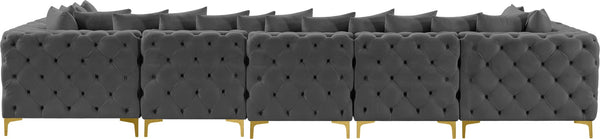 Tremblay Velvet / Engineered Wood / Metal / Foam Contemporary Grey Velvet Modular Sectional - 168" W x 69" D x 33" H