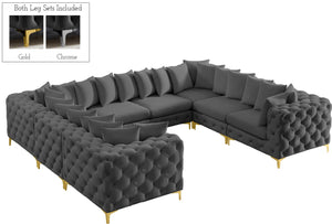Tremblay Velvet / Engineered Wood / Metal / Foam Contemporary Grey Velvet Modular Sectional - 138" W x 108" D x 33" H