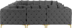 Tremblay Velvet / Engineered Wood / Metal / Foam Contemporary Grey Velvet Modular Sectional - 138" W x 108" D x 33" H