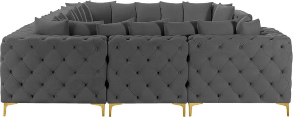 Tremblay Velvet / Engineered Wood / Metal / Foam Contemporary Grey Velvet Modular Sectional - 138" W x 108" D x 33" H
