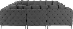 Tremblay Velvet / Engineered Wood / Metal / Foam Contemporary Grey Velvet Modular Sectional - 138" W x 108" D x 33" H