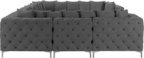 Tremblay Velvet / Engineered Wood / Metal / Foam Contemporary Grey Velvet Modular Sectional - 138" W x 108" D x 33" H