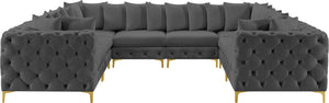Tremblay Velvet / Engineered Wood / Metal / Foam Contemporary Grey Velvet Modular Sectional - 138" W x 108" D x 33" H