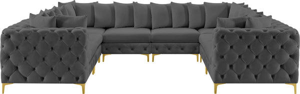 Tremblay Velvet / Engineered Wood / Metal / Foam Contemporary Grey Velvet Modular Sectional - 138" W x 108" D x 33" H
