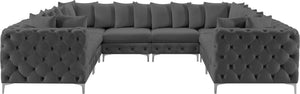 Tremblay Velvet / Engineered Wood / Metal / Foam Contemporary Grey Velvet Modular Sectional - 138" W x 108" D x 33" H