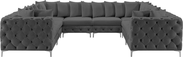 Tremblay Velvet / Engineered Wood / Metal / Foam Contemporary Grey Velvet Modular Sectional - 138" W x 108" D x 33" H