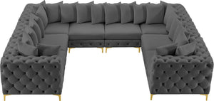 Tremblay Velvet / Engineered Wood / Metal / Foam Contemporary Grey Velvet Modular Sectional - 138" W x 108" D x 33" H