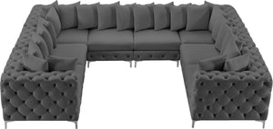 Tremblay Velvet / Engineered Wood / Metal / Foam Contemporary Grey Velvet Modular Sectional - 138" W x 108" D x 33" H