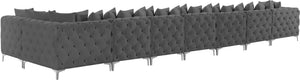 Tremblay Velvet / Engineered Wood / Metal / Foam Contemporary Grey Velvet Modular Sectional - 228" W x 69" D x 33" H