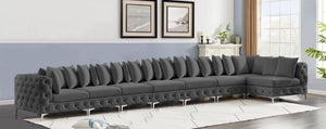 Tremblay Velvet / Engineered Wood / Metal / Foam Contemporary Grey Velvet Modular Sectional - 228" W x 69" D x 33" H