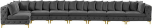 Tremblay Velvet / Engineered Wood / Metal / Foam Contemporary Grey Velvet Modular Sectional - 228" W x 69" D x 33" H