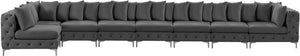 Tremblay Velvet / Engineered Wood / Metal / Foam Contemporary Grey Velvet Modular Sectional - 228" W x 69" D x 33" H