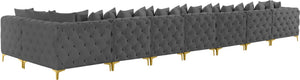 Tremblay Velvet / Engineered Wood / Metal / Foam Contemporary Grey Velvet Modular Sectional - 228" W x 69" D x 33" H