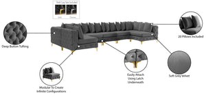 Tremblay Velvet / Engineered Wood / Metal / Foam Contemporary Grey Velvet Modular Sectional - 198" W x 69" D x 33" H