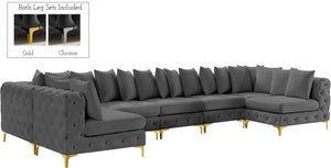 Tremblay Velvet / Engineered Wood / Metal / Foam Contemporary Grey Velvet Modular Sectional - 198" W x 69" D x 33" H