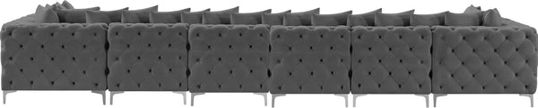 Tremblay Velvet / Engineered Wood / Metal / Foam Contemporary Grey Velvet Modular Sectional - 198" W x 69" D x 33" H