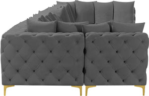 Tremblay Velvet / Engineered Wood / Metal / Foam Contemporary Grey Velvet Modular Sectional - 198" W x 69" D x 33" H