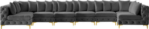 Tremblay Velvet / Engineered Wood / Metal / Foam Contemporary Grey Velvet Modular Sectional - 198" W x 69" D x 33" H