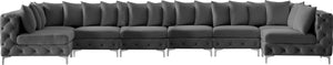Tremblay Velvet / Engineered Wood / Metal / Foam Contemporary Grey Velvet Modular Sectional - 198" W x 69" D x 33" H