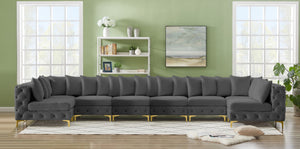 Tremblay Velvet / Engineered Wood / Metal / Foam Contemporary Grey Velvet Modular Sectional - 198" W x 69" D x 33" H