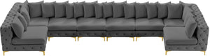 Tremblay Velvet / Engineered Wood / Metal / Foam Contemporary Grey Velvet Modular Sectional - 198" W x 69" D x 33" H