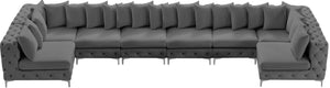 Tremblay Velvet / Engineered Wood / Metal / Foam Contemporary Grey Velvet Modular Sectional - 198" W x 69" D x 33" H