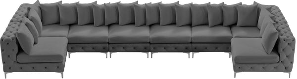 Tremblay Velvet / Engineered Wood / Metal / Foam Contemporary Grey Velvet Modular Sectional - 198" W x 69" D x 33" H