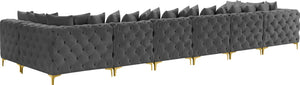 Tremblay Velvet / Engineered Wood / Metal / Foam Contemporary Grey Velvet Modular Sectional - 198" W x 69" D x 33" H