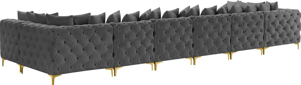 Tremblay Velvet / Engineered Wood / Metal / Foam Contemporary Grey Velvet Modular Sectional - 198" W x 69" D x 33" H