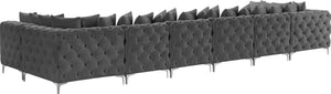 Tremblay Velvet / Engineered Wood / Metal / Foam Contemporary Grey Velvet Modular Sectional - 198" W x 69" D x 33" H
