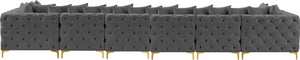 Tremblay Velvet / Engineered Wood / Metal / Foam Contemporary Grey Velvet Modular Sectional - 198" W x 69" D x 33" H