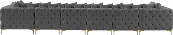 Tremblay Velvet / Engineered Wood / Metal / Foam Contemporary Grey Velvet Modular Sectional - 198" W x 69" D x 33" H