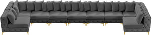 Tremblay Velvet / Engineered Wood / Metal / Foam Contemporary Grey Velvet Modular Sectional - 228" W x 69" D x 33" H