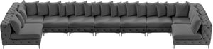 Tremblay Velvet / Engineered Wood / Metal / Foam Contemporary Grey Velvet Modular Sectional - 228" W x 69" D x 33" H