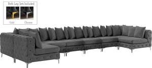 Tremblay Velvet / Engineered Wood / Metal / Foam Contemporary Grey Velvet Modular Sectional - 228" W x 69" D x 33" H