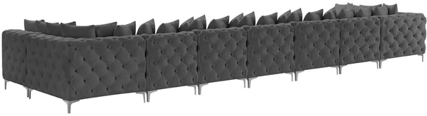 Tremblay Velvet / Engineered Wood / Metal / Foam Contemporary Grey Velvet Modular Sectional - 228" W x 69" D x 33" H