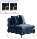Tremblay Velvet / Engineered Wood / Metal / Foam Contemporary Navy Velvet Armless Chair - 30" W x 39" D x 33" H