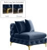 Tremblay Velvet / Engineered Wood / Metal / Foam Contemporary Navy Velvet Armless Chair - 30" W x 39" D x 33" H