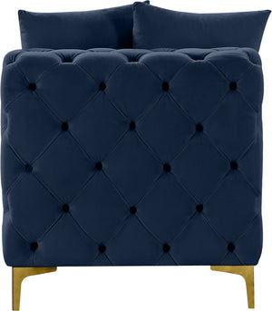 Tremblay Velvet / Engineered Wood / Metal / Foam Contemporary Navy Velvet Armless Chair - 30" W x 39" D x 33" H