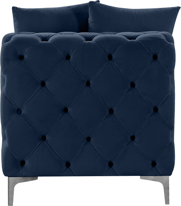 Tremblay Velvet / Engineered Wood / Metal / Foam Contemporary Navy Velvet Armless Chair - 30" W x 39" D x 33" H