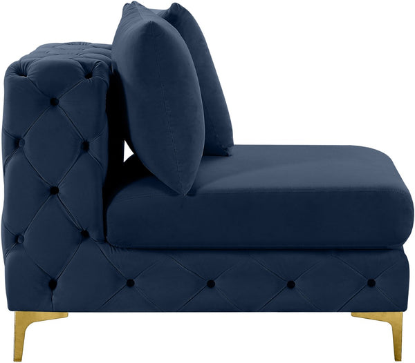 Tremblay Velvet / Engineered Wood / Metal / Foam Contemporary Navy Velvet Armless Chair - 30" W x 39" D x 33" H