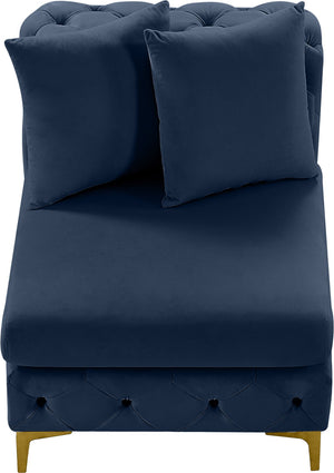 Tremblay Velvet / Engineered Wood / Metal / Foam Contemporary Navy Velvet Armless Chair - 30" W x 39" D x 33" H
