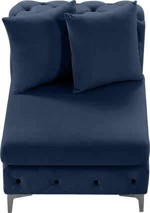 Tremblay Velvet / Engineered Wood / Metal / Foam Contemporary Navy Velvet Armless Chair - 30" W x 39" D x 33" H