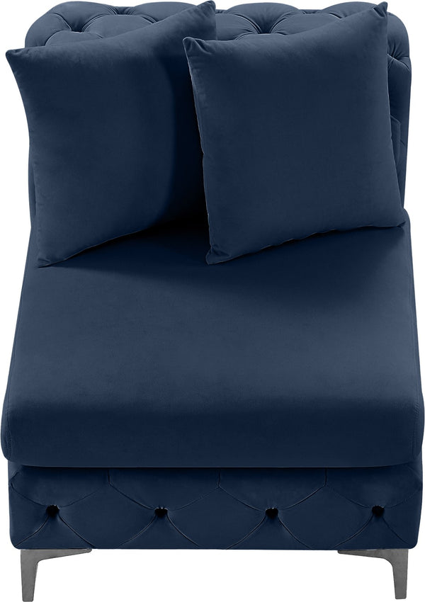 Tremblay Velvet / Engineered Wood / Metal / Foam Contemporary Navy Velvet Armless Chair - 30" W x 39" D x 33" H