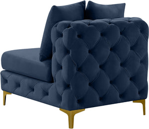 Tremblay Velvet / Engineered Wood / Metal / Foam Contemporary Navy Velvet Armless Chair - 30" W x 39" D x 33" H