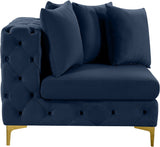 Tremblay Velvet / Engineered Wood / Metal / Foam Contemporary Navy Velvet Corner Chair - 39" W x 39" D x 33" H