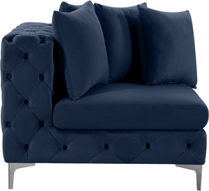 Tremblay Velvet / Engineered Wood / Metal / Foam Contemporary Navy Velvet Corner Chair - 39" W x 39" D x 33" H