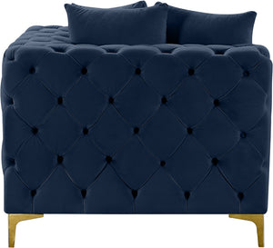 Tremblay Velvet / Engineered Wood / Metal / Foam Contemporary Navy Velvet Corner Chair - 39" W x 39" D x 33" H